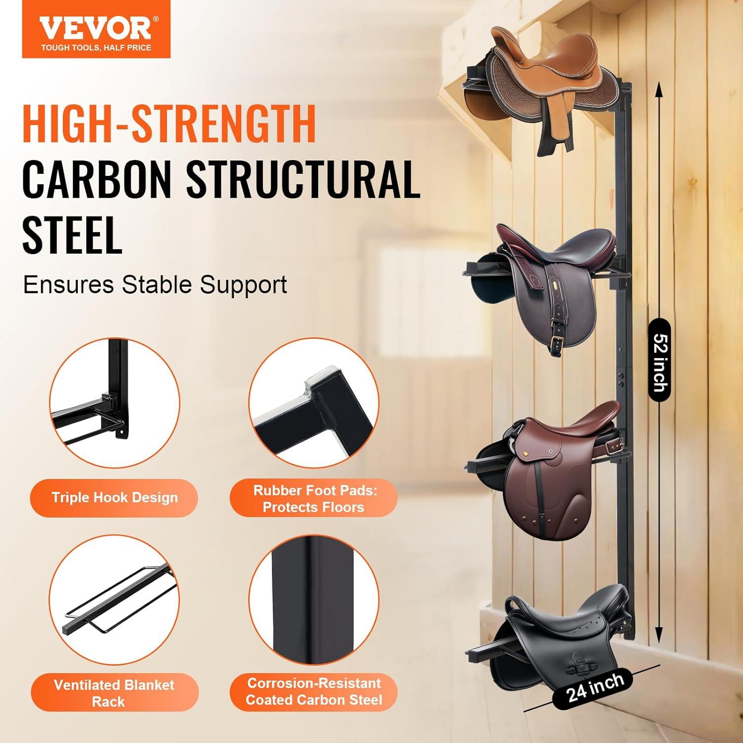 image:imageVEVOR Freestanding Saddle Stand 30 x 30 x 685 in 3 Tiers Saddle Rack Heavy Duty Saddle Blanket Holder with Removable amp Rotating Tiers English amp Western Saddle Rack for Tack Room OrganizationLarge 4 Tiers1 Pack
