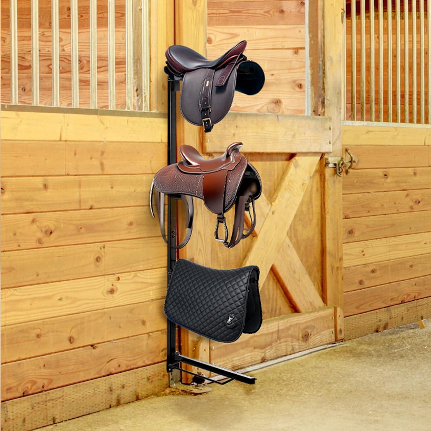 image:imageVEVOR Freestanding Saddle Stand 30 x 30 x 685 in 3 Tiers Saddle Rack Heavy Duty Saddle Blanket Holder with Removable amp Rotating Tiers English amp Western Saddle Rack for Tack Room OrganizationLarge 4 Tiers1 Pack