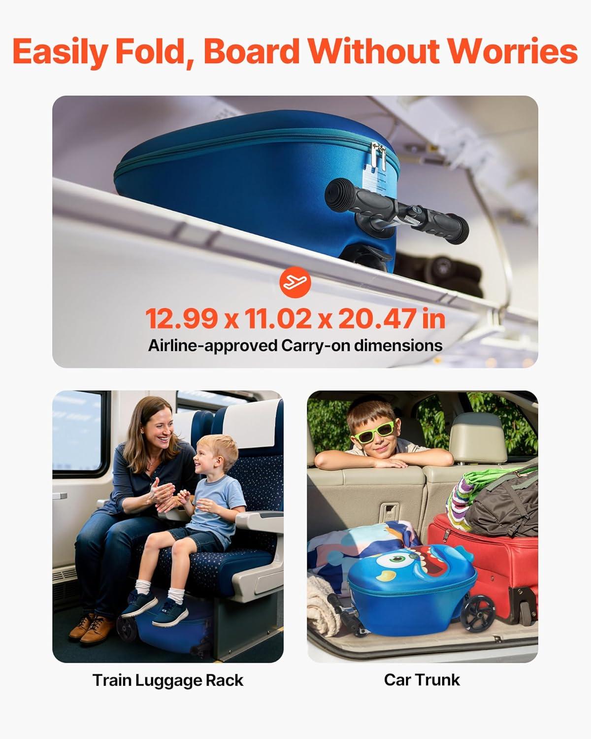 image:imageVEVOR Kids Luggage Set 5 Piece 18 Inch Hardside Rolling Wheels Suitcase with Backpack amp Ushape Pillow Bee Kids Carry on Luggage Set Holiday Birthday Gift for Girls Boys Airline ApprovedMonster