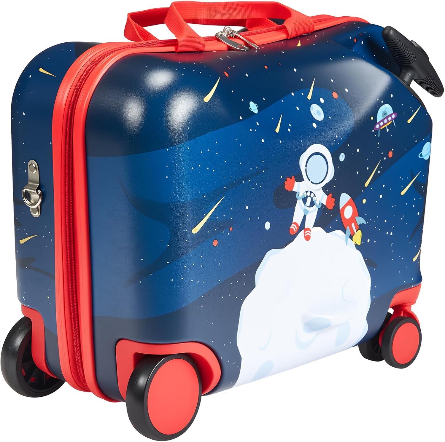 image:imageVEVOR Kids Luggage Set 5 Piece 18 Inch Hardside Rolling Wheels Suitcase with Backpack amp Ushape Pillow Bee Kids Carry on Luggage Set Holiday Birthday Gift for Girls Boys Airline ApprovedSpaceman