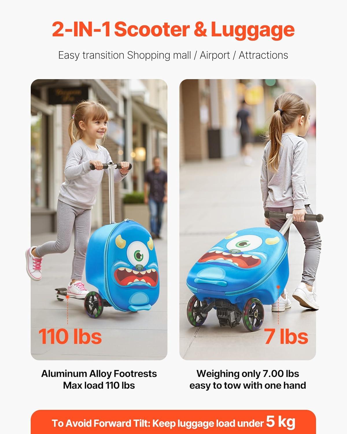 image:imageVEVOR Kids Luggage Set 5 Piece 18 Inch Hardside Rolling Wheels Suitcase with Backpack amp Ushape Pillow Bee Kids Carry on Luggage Set Holiday Birthday Gift for Girls Boys Airline ApprovedMonster