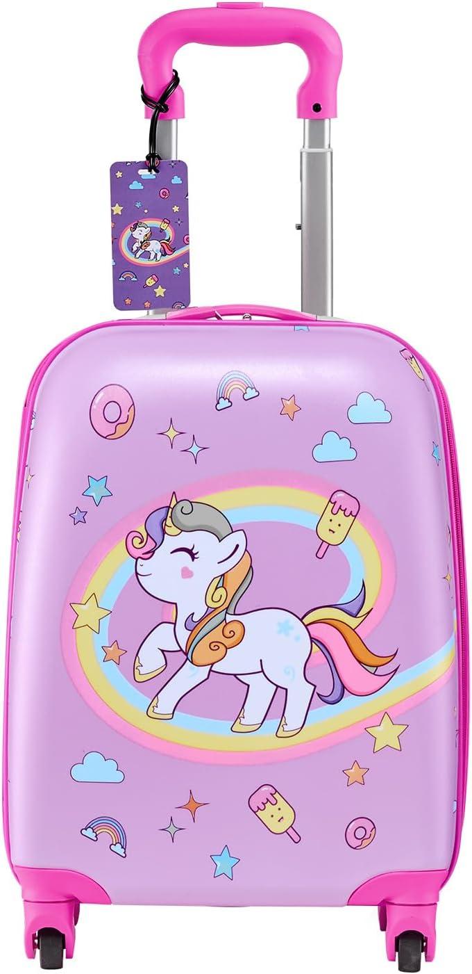 image:imageVEVOR Kids Luggage Set 5 Piece 18 Inch Hardside Rolling Wheels Suitcase with Backpack amp Ushape Pillow Bee Kids Carry on Luggage Set Holiday Birthday Gift for Girls Boys Airline ApprovedUnicorn