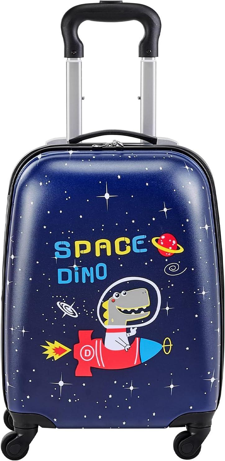 image:imageVEVOR Kids Luggage Set 5 Piece 18 Inch Hardside Rolling Wheels Suitcase with Backpack amp Ushape Pillow Bee Kids Carry on Luggage Set Holiday Birthday Gift for Girls Boys Airline ApprovedDinosaur