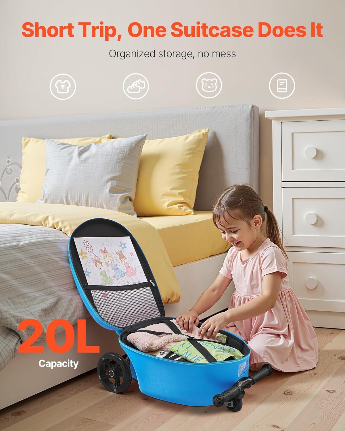 image:imageVEVOR Kids Luggage Set 5 Piece 18 Inch Hardside Rolling Wheels Suitcase with Backpack amp Ushape Pillow Bee Kids Carry on Luggage Set Holiday Birthday Gift for Girls Boys Airline ApprovedMonster