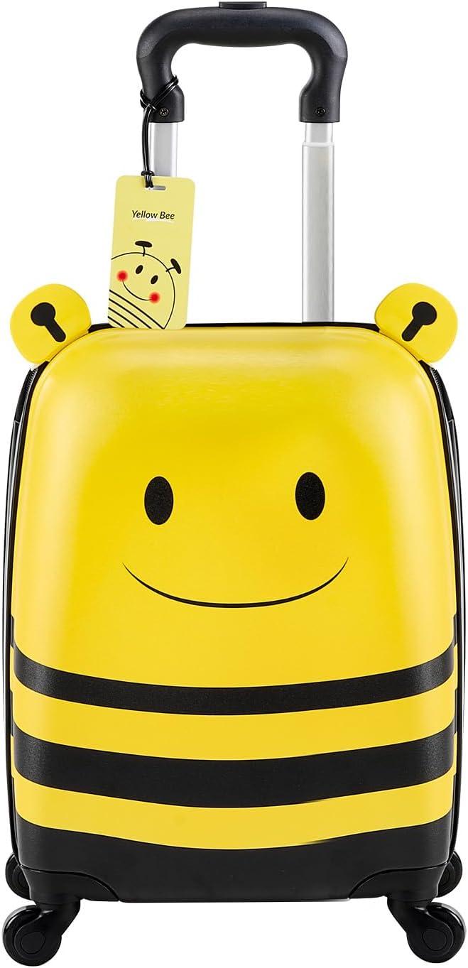 image:imageVEVOR Kids Luggage Set 5 Piece 18 Inch Hardside Rolling Wheels Suitcase with Backpack amp Ushape Pillow Bee Kids Carry on Luggage Set Holiday Birthday Gift for Girls Boys Airline ApprovedYellow