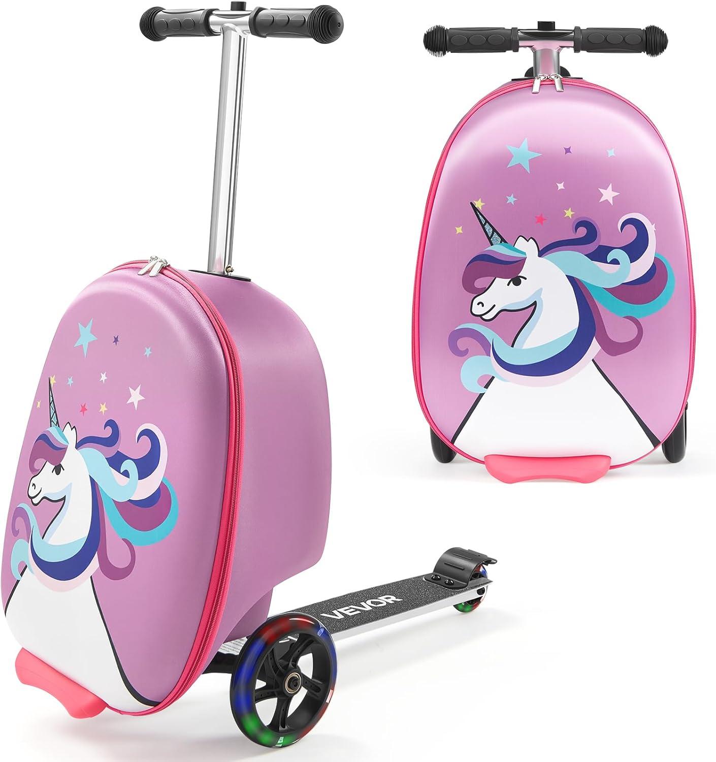 image:imageVEVOR Kids Luggage Set 5 Piece 18 Inch Hardside Rolling Wheels Suitcase with Backpack amp Ushape Pillow Bee Kids Carry on Luggage Set Holiday Birthday Gift for Girls Boys Airline ApprovedUnicorn