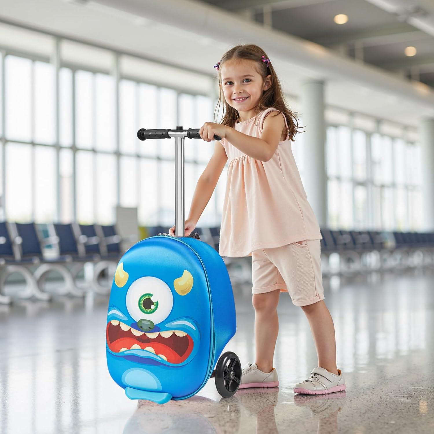 image:imageVEVOR Kids Luggage Set 5 Piece 18 Inch Hardside Rolling Wheels Suitcase with Backpack amp Ushape Pillow Bee Kids Carry on Luggage Set Holiday Birthday Gift for Girls Boys Airline ApprovedMonster