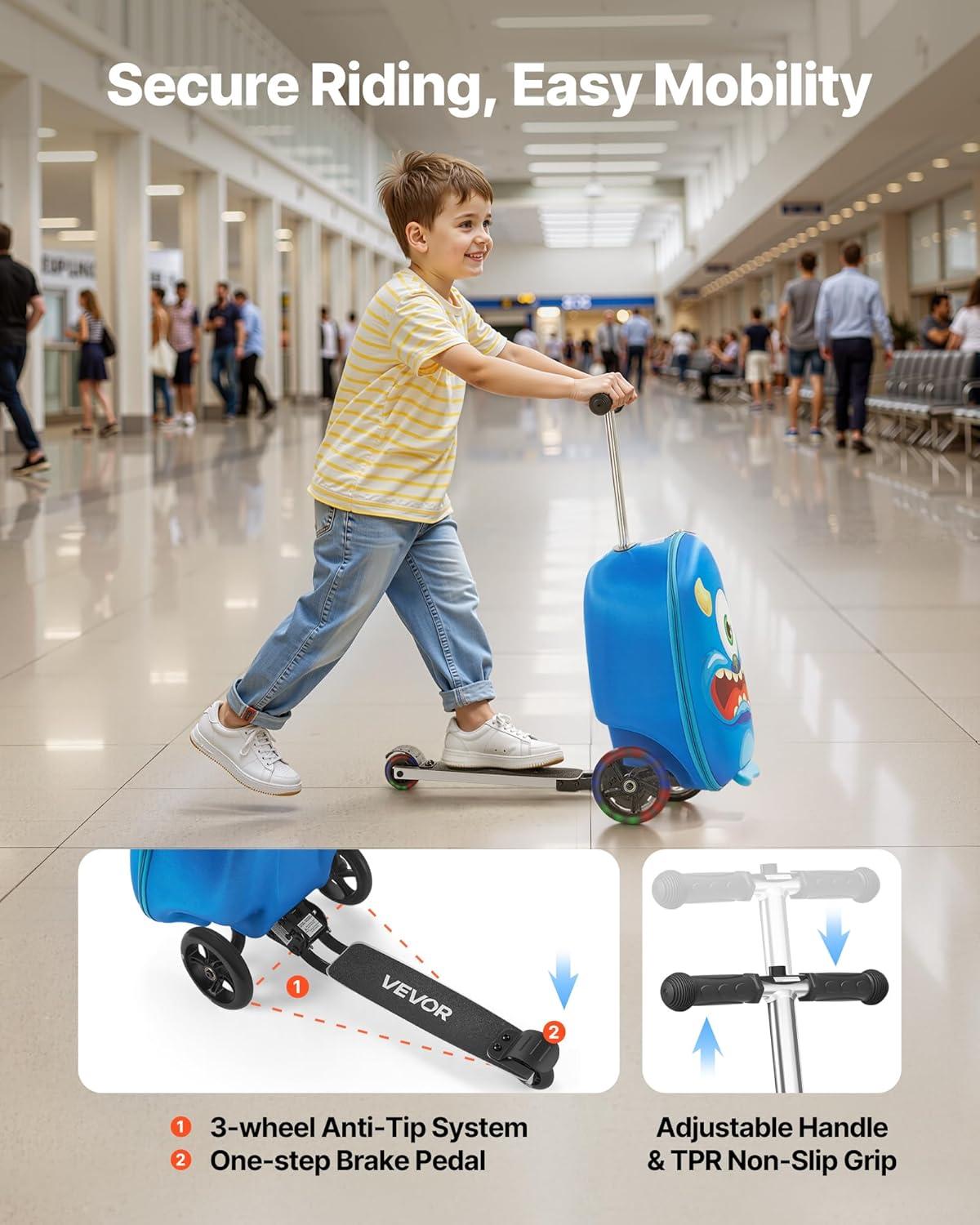 image:imageVEVOR Kids Luggage Set 5 Piece 18 Inch Hardside Rolling Wheels Suitcase with Backpack amp Ushape Pillow Bee Kids Carry on Luggage Set Holiday Birthday Gift for Girls Boys Airline ApprovedMonster
