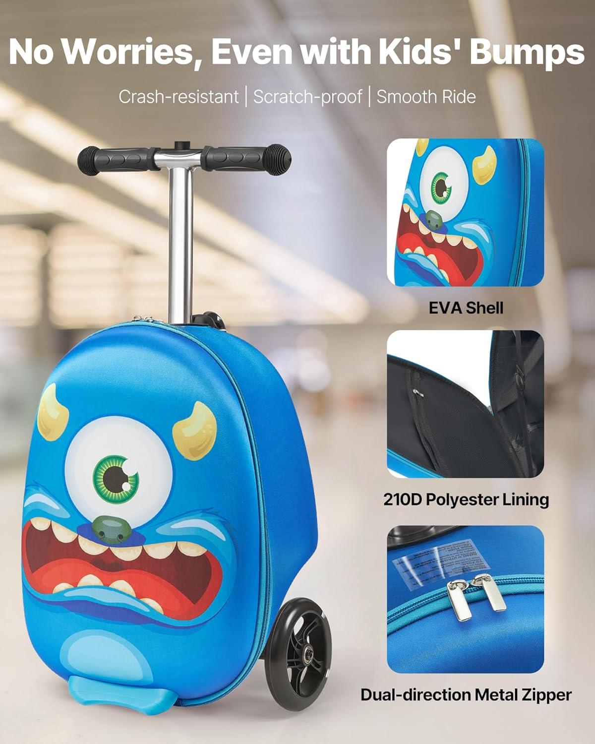 image:imageVEVOR Kids Luggage Set 5 Piece 18 Inch Hardside Rolling Wheels Suitcase with Backpack amp Ushape Pillow Bee Kids Carry on Luggage Set Holiday Birthday Gift for Girls Boys Airline ApprovedMonster