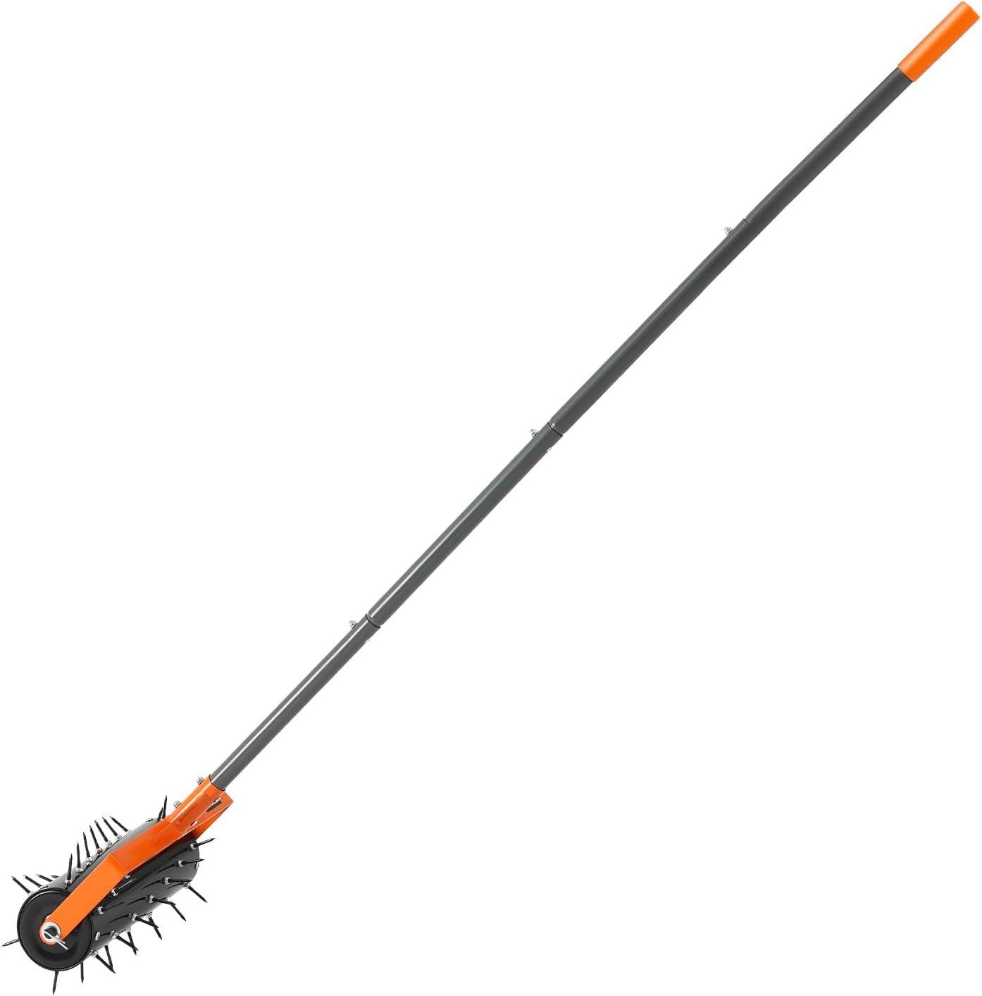 image:imageVEVOR Lawn Aerator 18 in Manual Push Spike Aerator with 4 Wheels amp Handle Heavy Duty Grass Aerators Supports 40 lbs Added Weight Rolling Lawn Aeration Tool for Garden Yard Aeration Soil HealthRolling