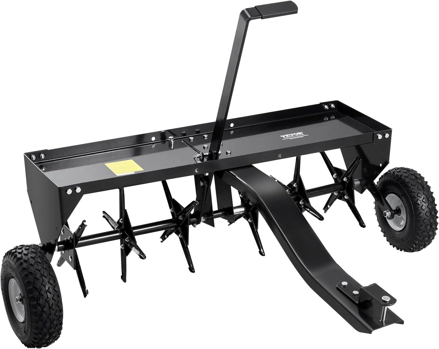 image:imageVEVOR Lawn Aerator 18 in Manual Push Spike Aerator with 4 Wheels amp Handle Heavy Duty Grass Aerators Supports 40 lbs Added Weight Rolling Lawn Aeration Tool for Garden Yard Aeration Soil HealthTow Behind