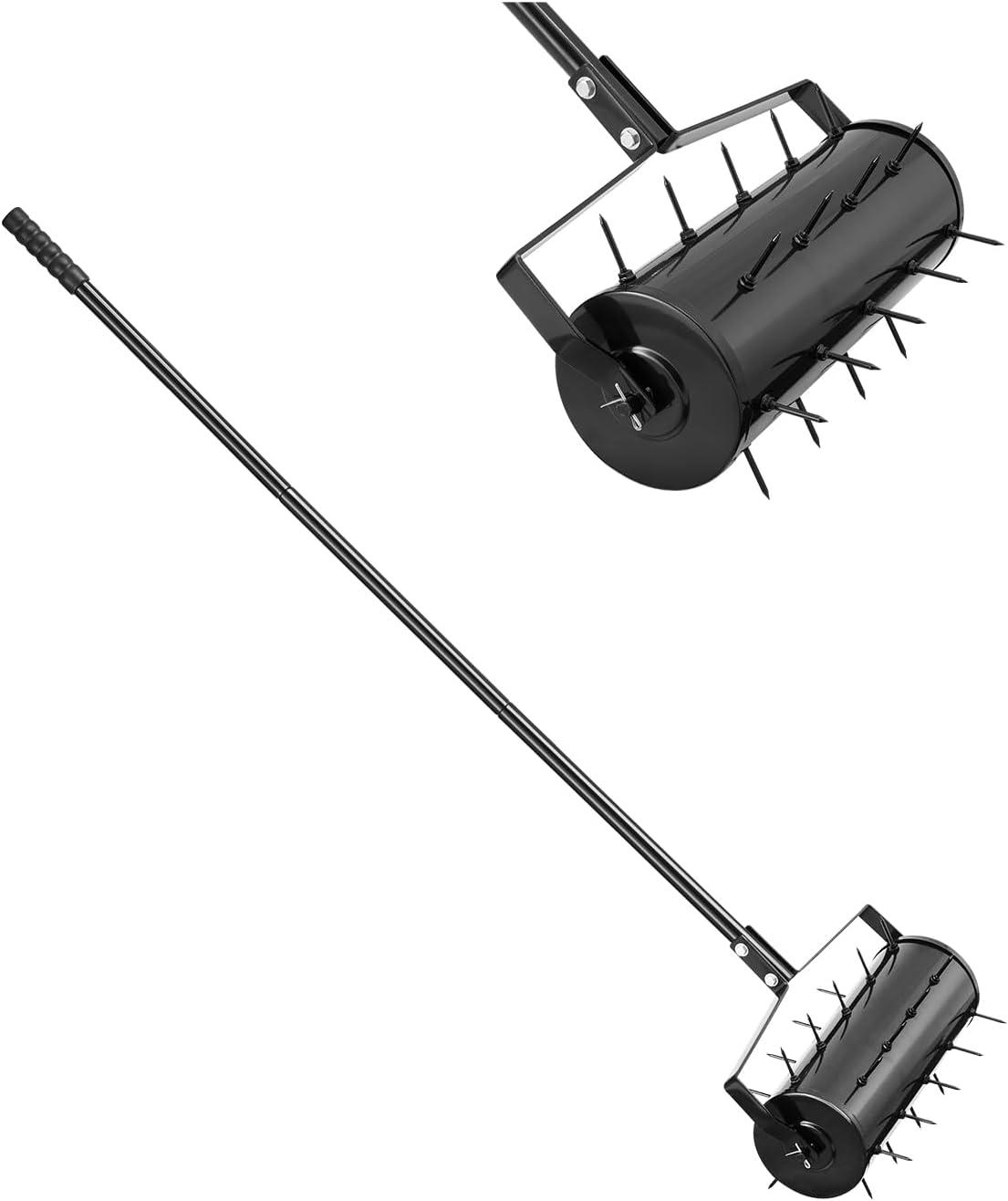image:imageVEVOR Lawn Aerator 18 in Manual Push Spike Aerator with 4 Wheels amp Handle Heavy Duty Grass Aerators Supports 40 lbs Added Weight Rolling Lawn Aeration Tool for Garden Yard Aeration Soil HealthRolling