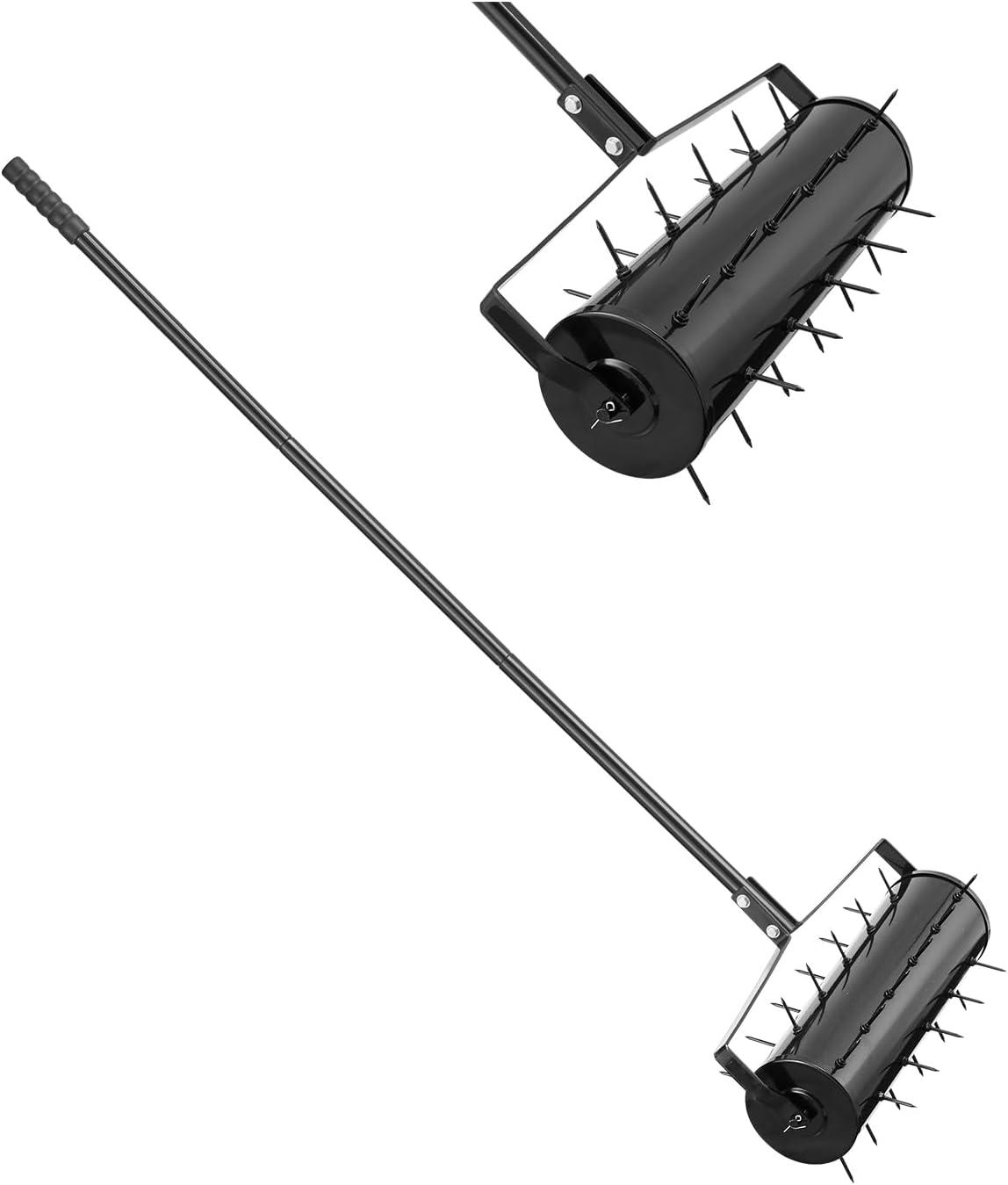 image:imageVEVOR Lawn Aerator 18 in Manual Push Spike Aerator with 4 Wheels amp Handle Heavy Duty Grass Aerators Supports 40 lbs Added Weight Rolling Lawn Aeration Tool for Garden Yard Aeration Soil HealthRolling
