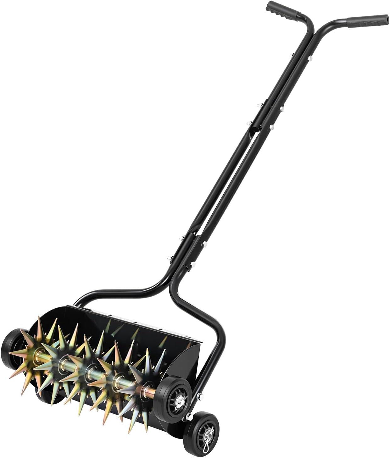 image:imageVEVOR Lawn Aerator 18 in Manual Push Spike Aerator with 4 Wheels amp Handle Heavy Duty Grass Aerators Supports 40 lbs Added Weight Rolling Lawn Aeration Tool for Garden Yard Aeration Soil HealthRolling Weighted Pro