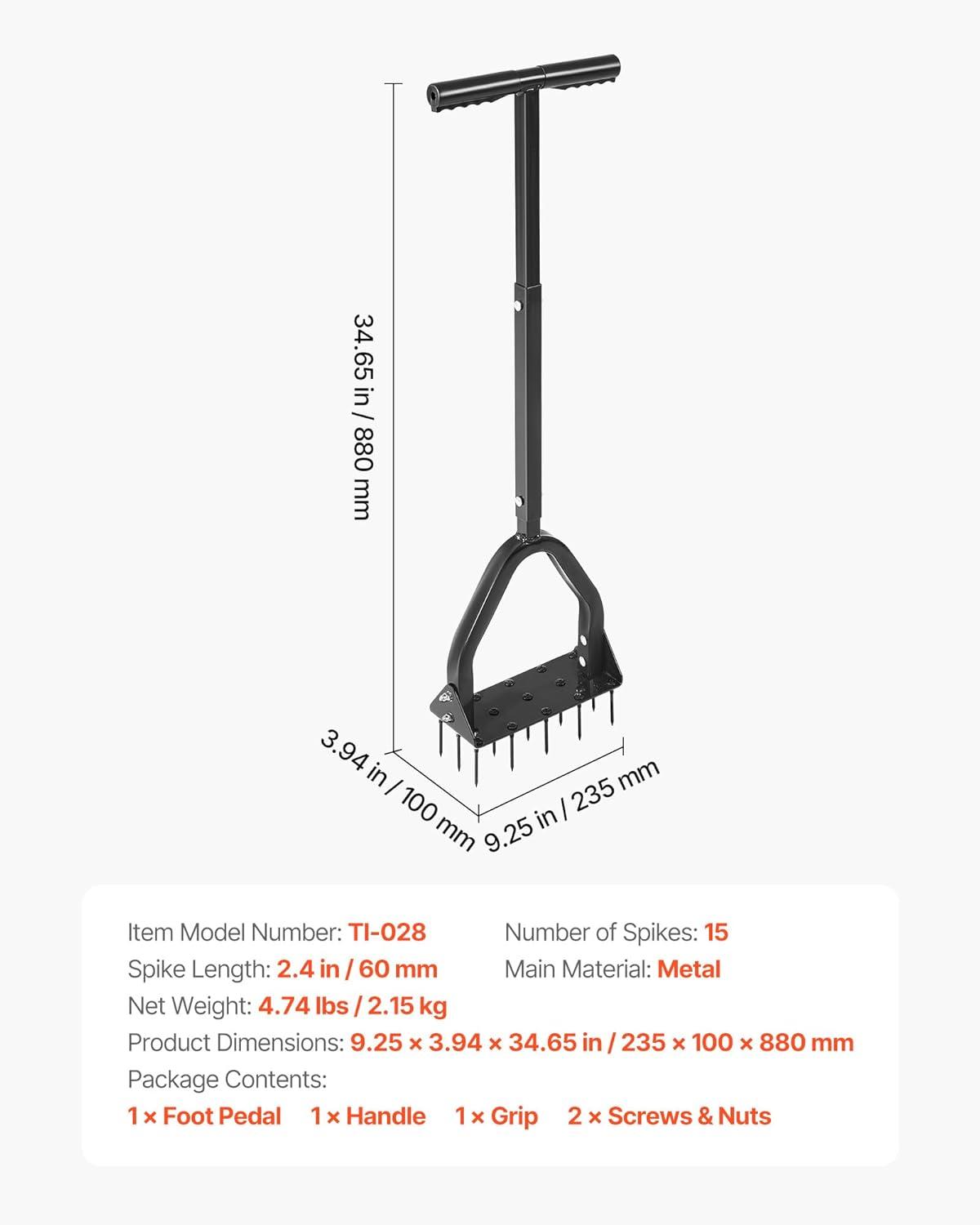 image:imageVEVOR Lawn Aerator 18 in Manual Push Spike Aerator with 4 Wheels amp Handle Heavy Duty Grass Aerators Supports 40 lbs Added Weight Rolling Lawn Aeration Tool for Garden Yard Aeration Soil HealthStepOn
