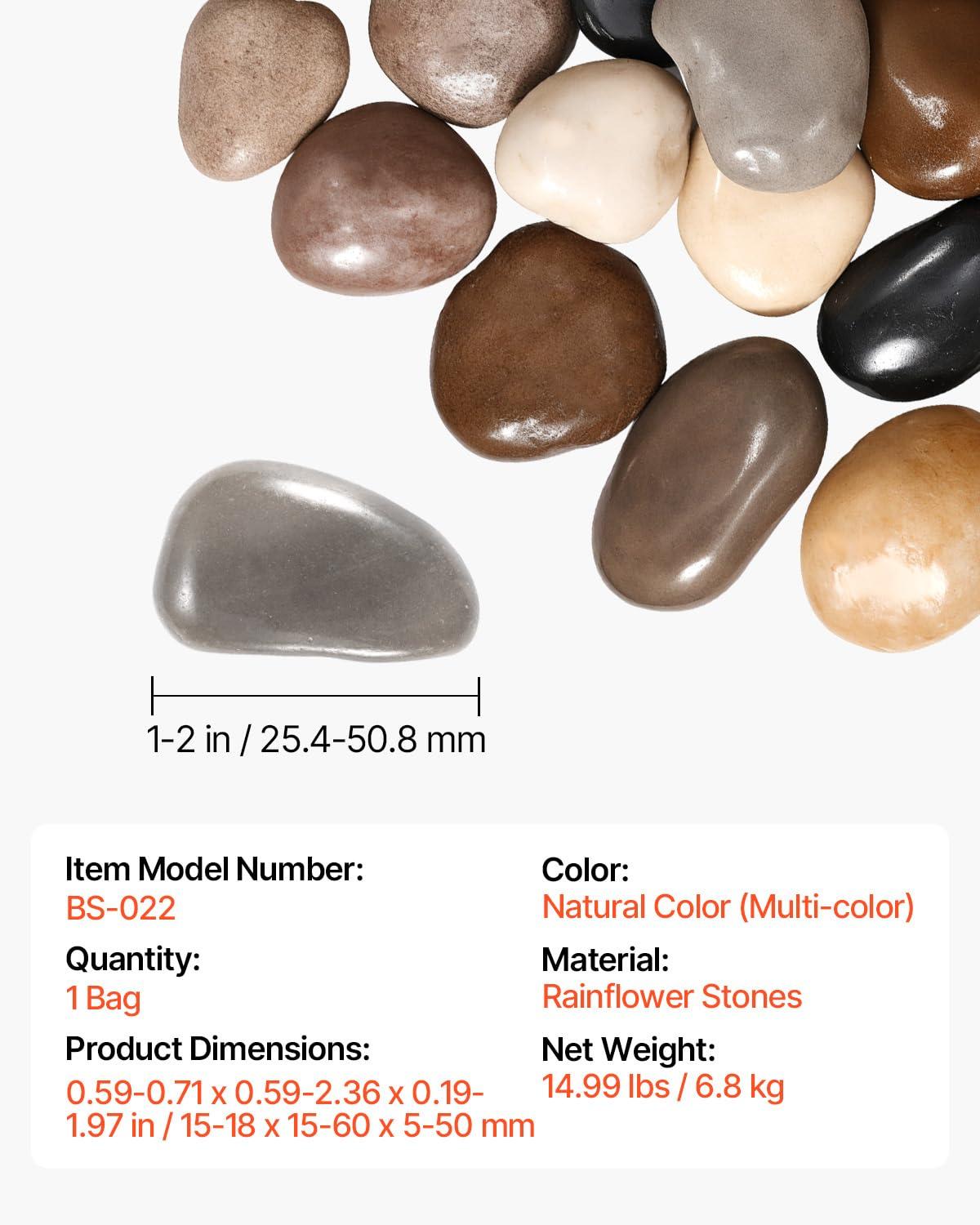 image:imageVEVOR Natural River Rocks 12 inch 15 lbs Decorative MultiColor Pebble Stones Smooth amp Polished Garden Landscaping Stones Paving Plant Rocks for Fish Tank Flower Pots Water Fountains Pathways