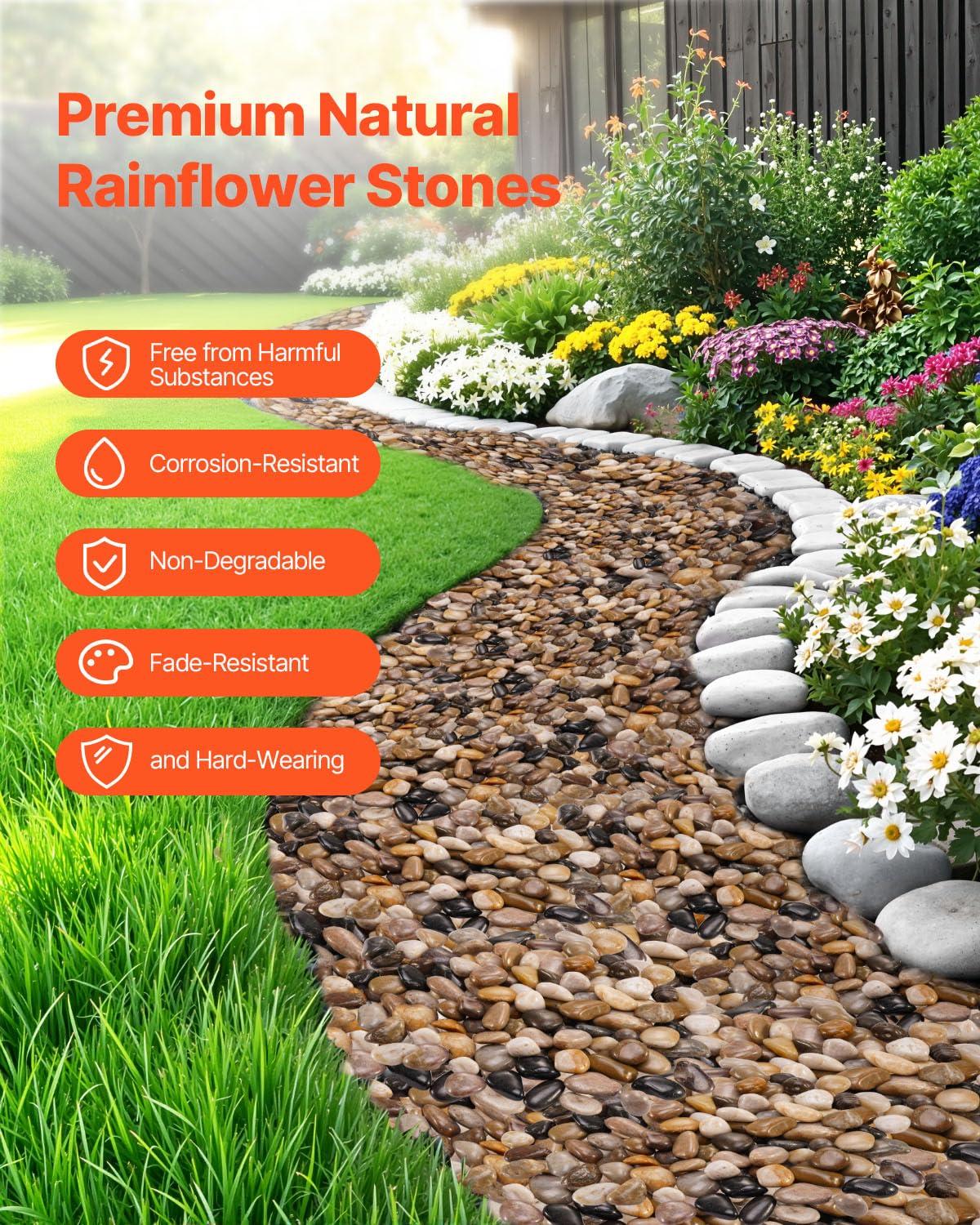 image:imageVEVOR Natural River Rocks 12 inch 15 lbs Decorative MultiColor Pebble Stones Smooth amp Polished Garden Landscaping Stones Paving Plant Rocks for Fish Tank Flower Pots Water Fountains Pathways