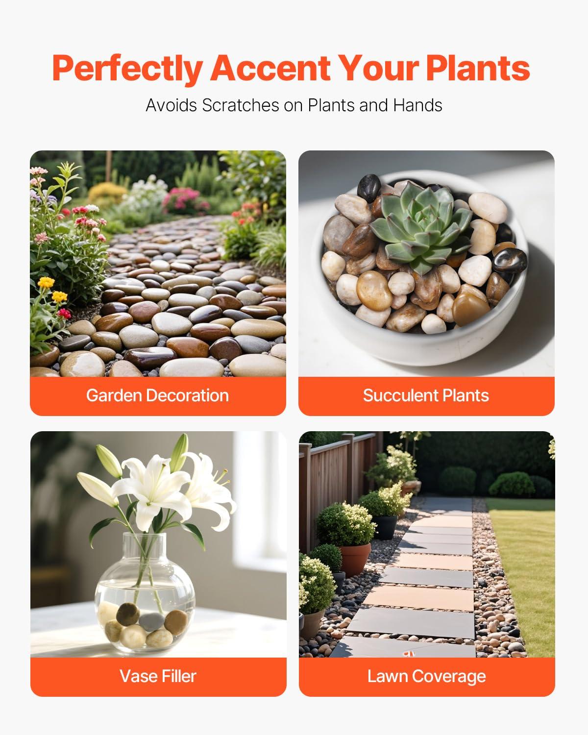 image:imageVEVOR Natural River Rocks 12 inch 15 lbs Decorative MultiColor Pebble Stones Smooth amp Polished Garden Landscaping Stones Paving Plant Rocks for Fish Tank Flower Pots Water Fountains Pathways