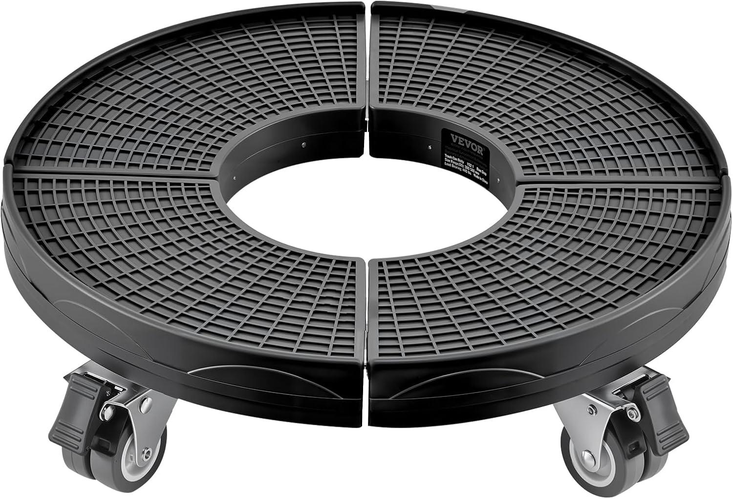 image:imageVEVOR Trash Can Dolly with 4 Lockable Wheels 440lbs Weight Capacity Round Trash Can Roller Base 15228 in Adjustable Heavy Duty Drum Dolly Plant Caddy MultiFunctional Rolling Dolly Cart BlueBlack