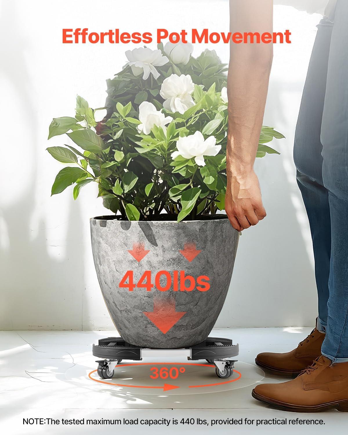 image:imageVEVOR Trash Can Dolly with 4 Lockable Wheels 440lbs Weight Capacity Round Trash Can Roller Base 15228 in Adjustable Heavy Duty Drum Dolly Plant Caddy MultiFunctional Rolling Dolly Cart BlueBlack