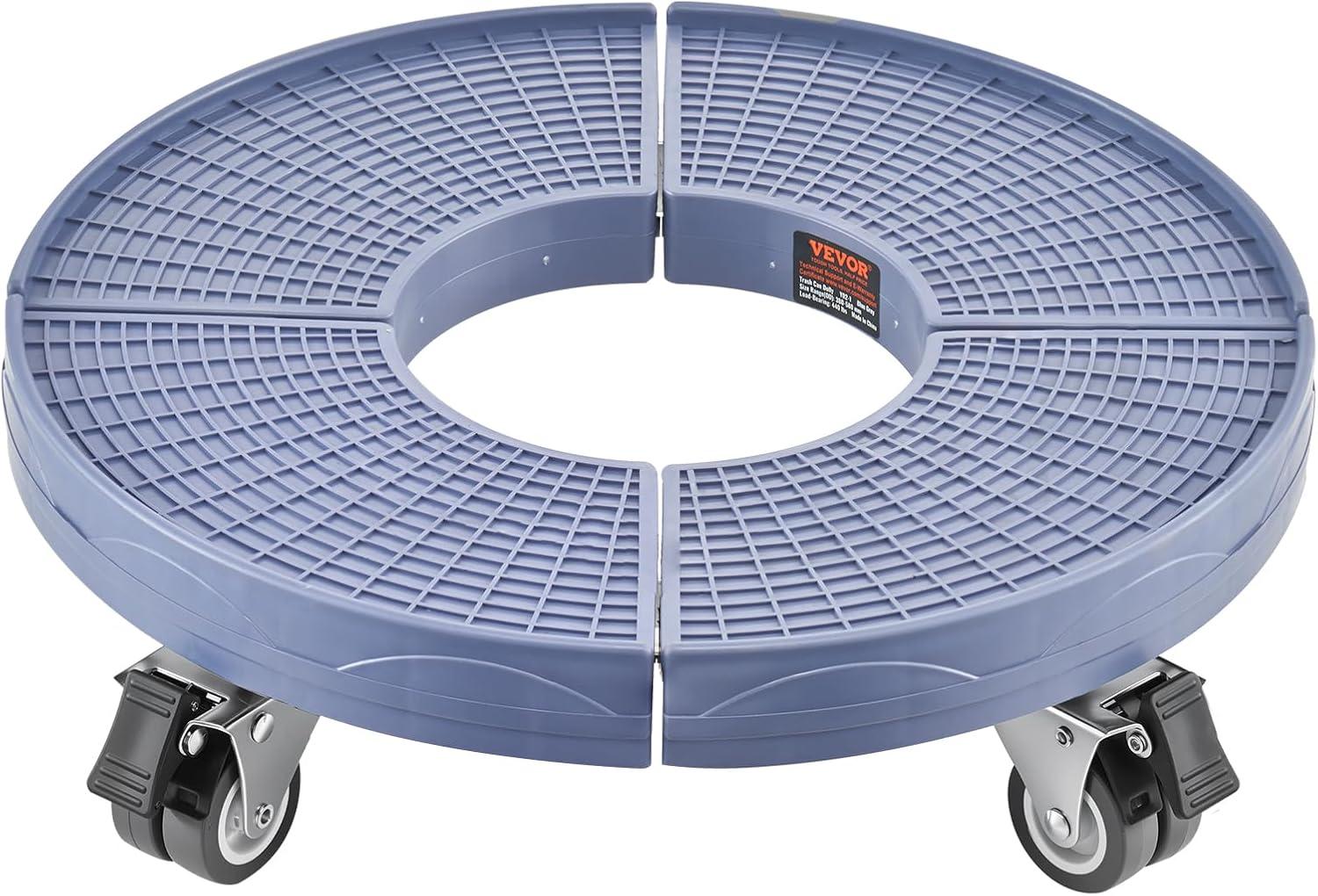 image:imageVEVOR Trash Can Dolly with 4 Lockable Wheels 440lbs Weight Capacity Round Trash Can Roller Base 15228 in Adjustable Heavy Duty Drum Dolly Plant Caddy MultiFunctional Rolling Dolly Cart BlueBlue