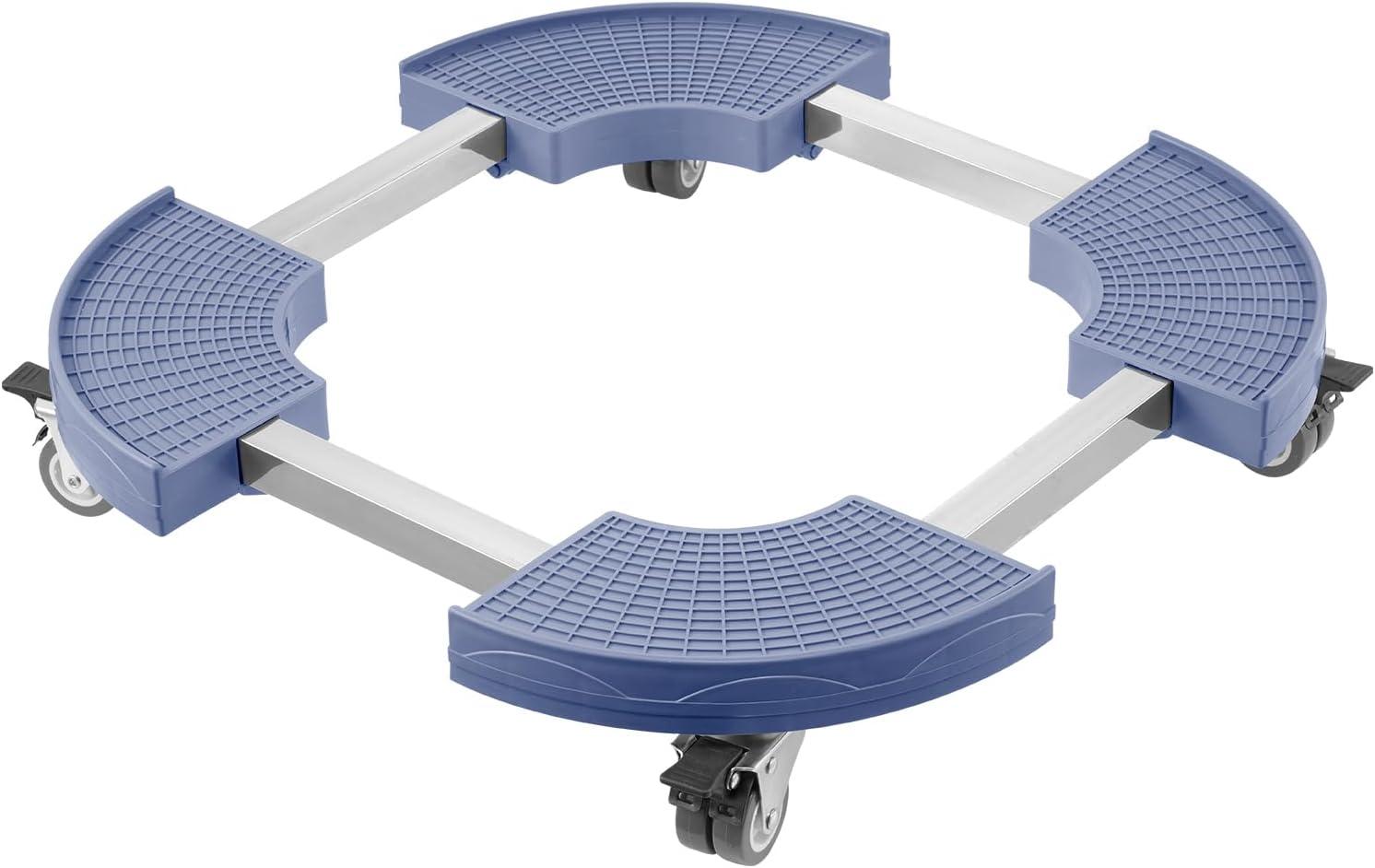image:imageVEVOR Trash Can Dolly with 4 Lockable Wheels 440lbs Weight Capacity Round Trash Can Roller Base 15228 in Adjustable Heavy Duty Drum Dolly Plant Caddy MultiFunctional Rolling Dolly Cart BlueBlue