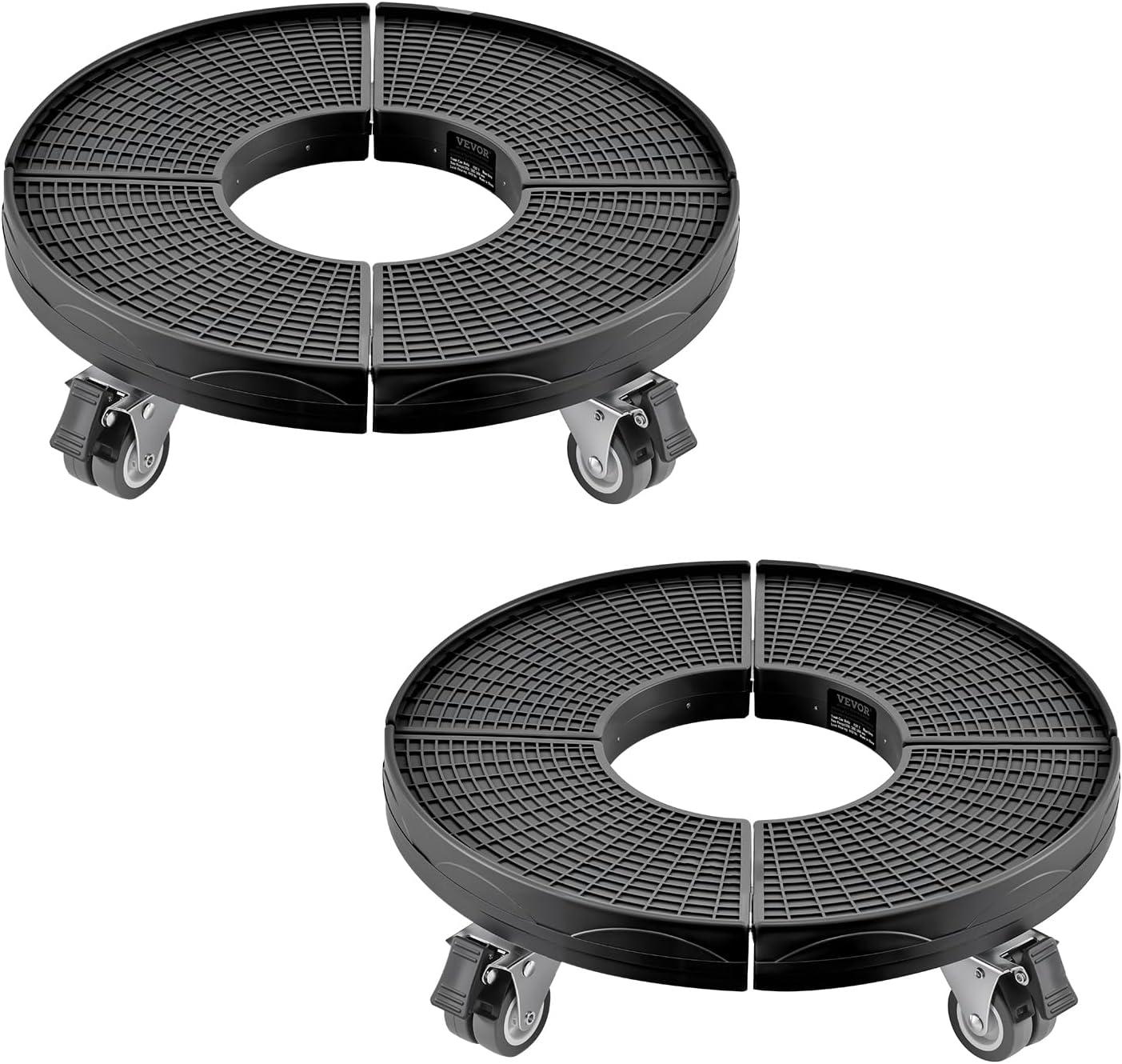 image:imageVEVOR Trash Can Dolly with 4 Lockable Wheels 440lbs Weight Capacity Round Trash Can Roller Base 15228 in Adjustable Heavy Duty Drum Dolly Plant Caddy MultiFunctional Rolling Dolly Cart BlueBlack