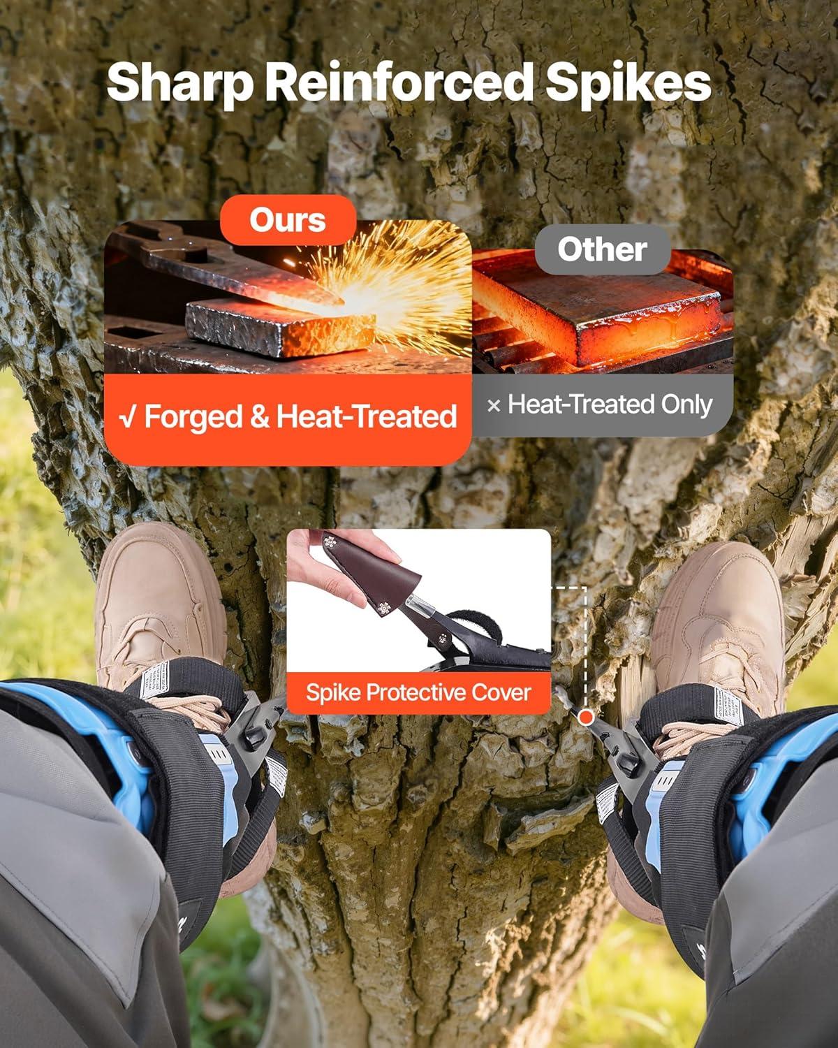 image:imageVEVOR Tree Climbing Spikes 1 Pair HeightAdjustable Climbing Spurs 350lbs Load Capacity Tree Climbing Gear with Straps Arborist Equipment for Climbers Hunting Fruit PickingSky Blue