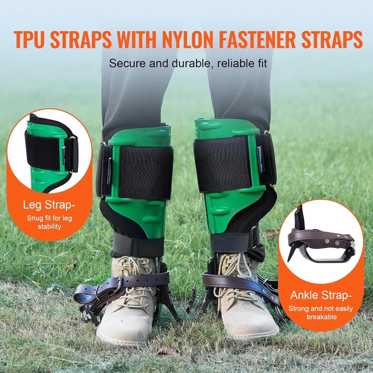 image:imageVEVOR Tree Climbing Spikes 1 Pair HeightAdjustable Climbing Spurs 350lbs Load Capacity Tree Climbing Gear with Straps Arborist Equipment for Climbers Hunting Fruit PickingGreen Upgraded