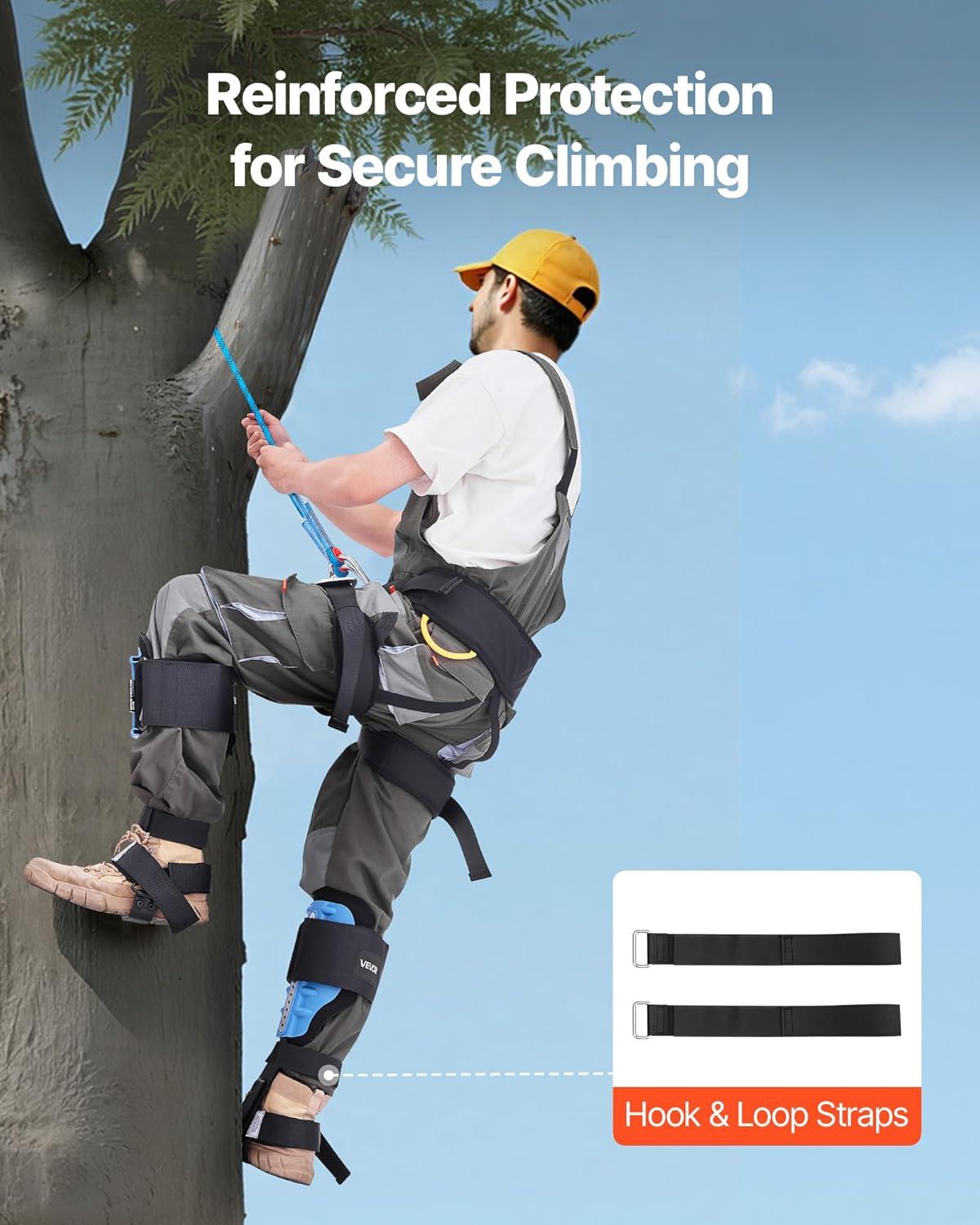 image:imageVEVOR Tree Climbing Spikes 1 Pair HeightAdjustable Climbing Spurs 350lbs Load Capacity Tree Climbing Gear with Straps Arborist Equipment for Climbers Hunting Fruit PickingSky Blue