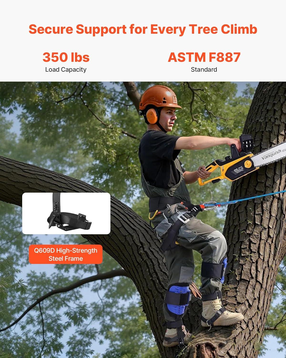 image:imageVEVOR Tree Climbing Spikes 1 Pair HeightAdjustable Climbing Spurs 350lbs Load Capacity Tree Climbing Gear with Straps Arborist Equipment for Climbers Hunting Fruit PickingNavy Blue Basic