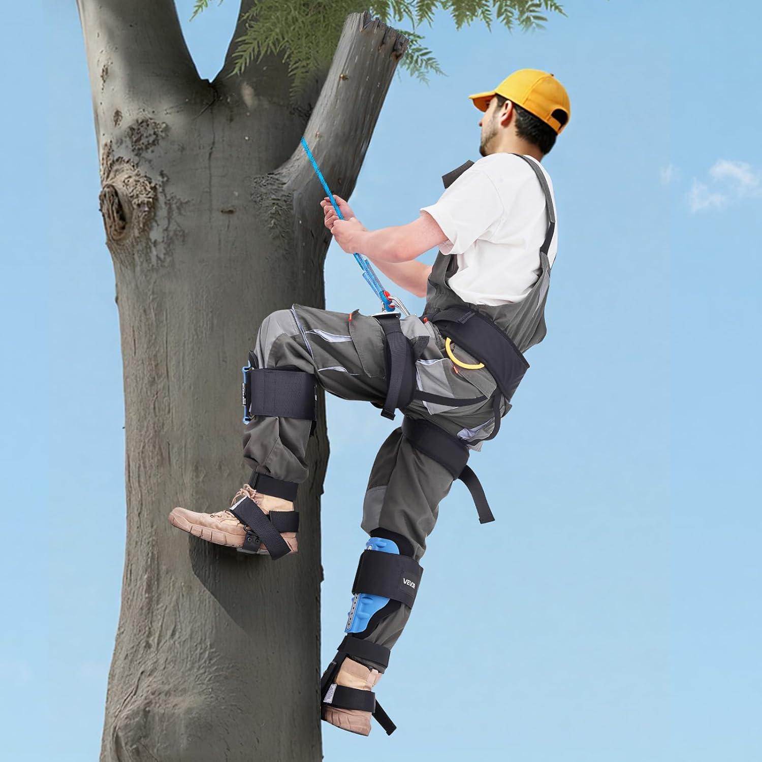 image:imageVEVOR Tree Climbing Spikes 1 Pair HeightAdjustable Climbing Spurs 350lbs Load Capacity Tree Climbing Gear with Straps Arborist Equipment for Climbers Hunting Fruit PickingSky Blue