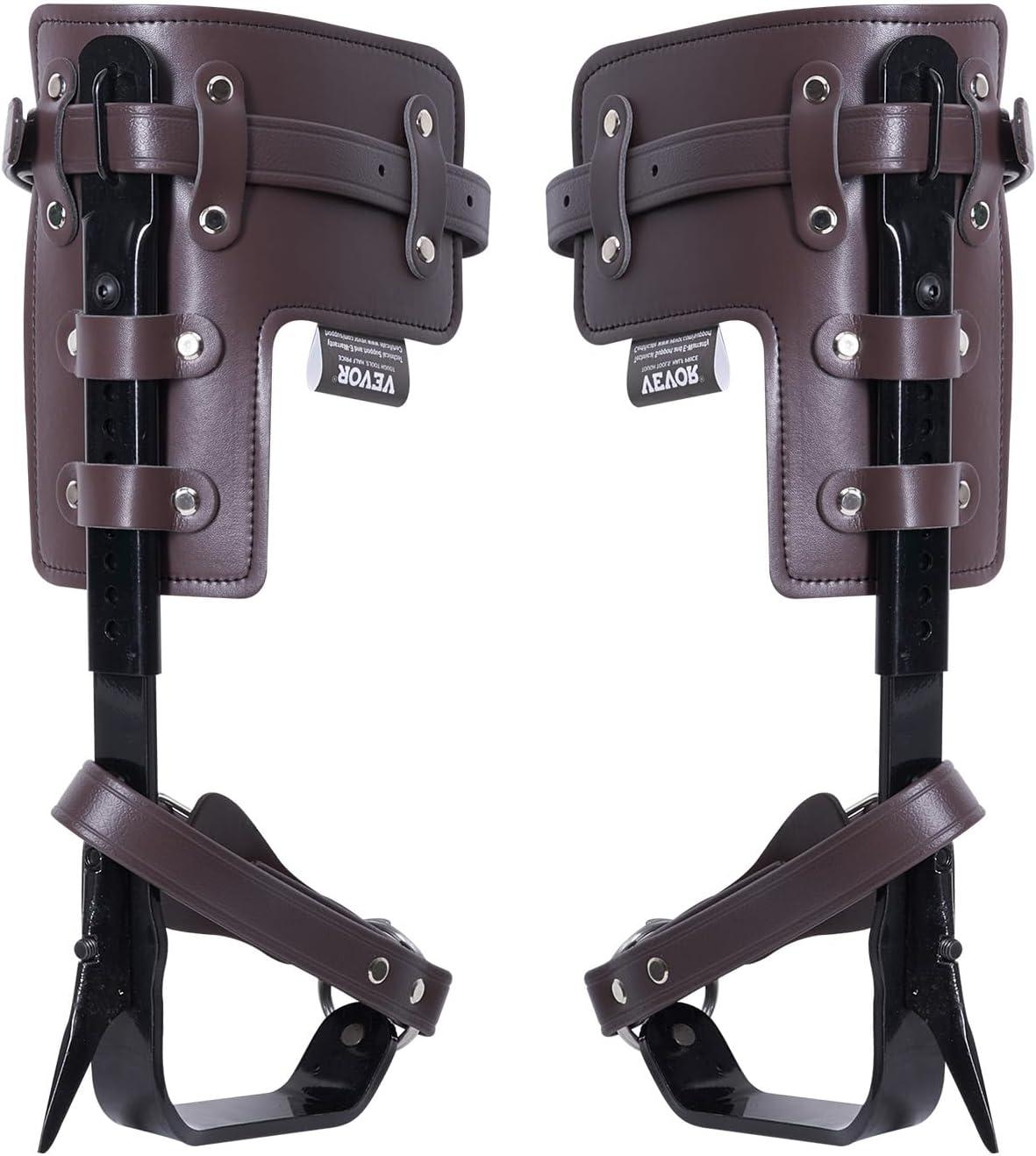 image:imageVEVOR Tree Climbing Spikes 1 Pair HeightAdjustable Climbing Spurs 350lbs Load Capacity Tree Climbing Gear with Straps Arborist Equipment for Climbers Hunting Fruit PickingBrown Basic
