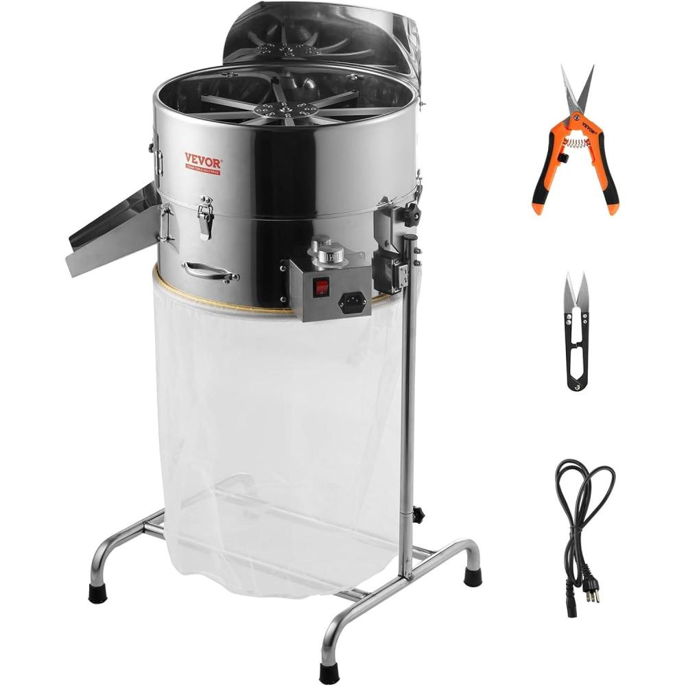 image:imageVEVOR 18 Electric Bud Leaf Trimmer Tillable Trimmer with 60W Adjustable Speed StainlessSteel Blades Mesh Bag amp Hand Pruner for Leaves Bud