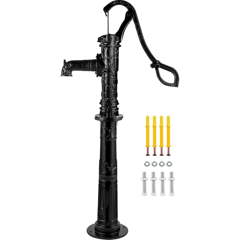 image:imageVEVOR Antique Hand Water Pump 146 x 59 x 256 inch Pitcher Pump wHandle Cast Iron Well Pump wPreset 05 Holes for Easy Installation Old Fashion Pitcher Hand for Yard Ponds Garden BlackBlack