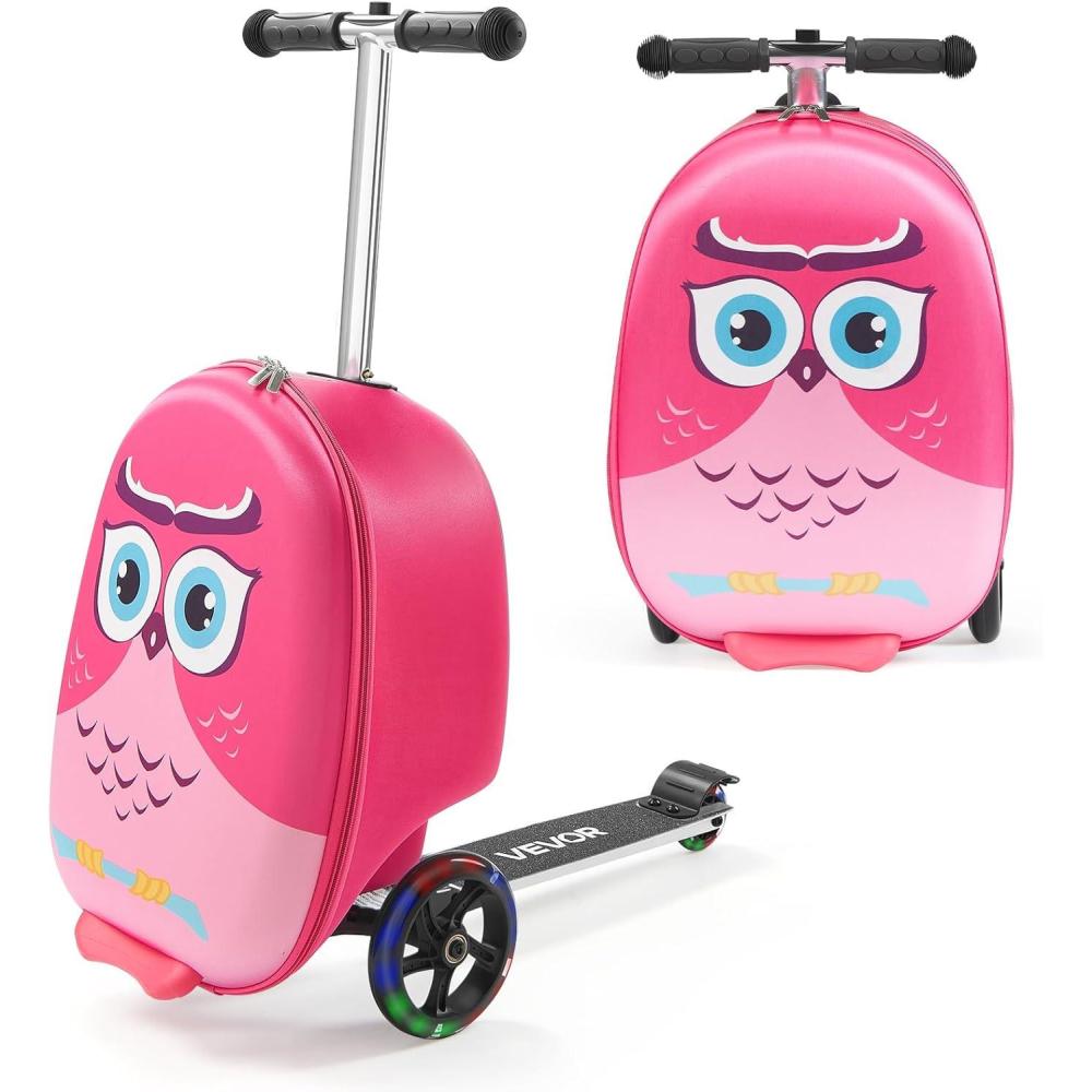 image:imageVEVOR Kids Luggage Set 5 Piece 18 Inch Hardside Rolling Wheels Suitcase with Backpack amp Ushape Pillow Bee Kids Carry on Luggage Set Holiday Birthday Gift for Girls Boys Airline ApprovedOwl