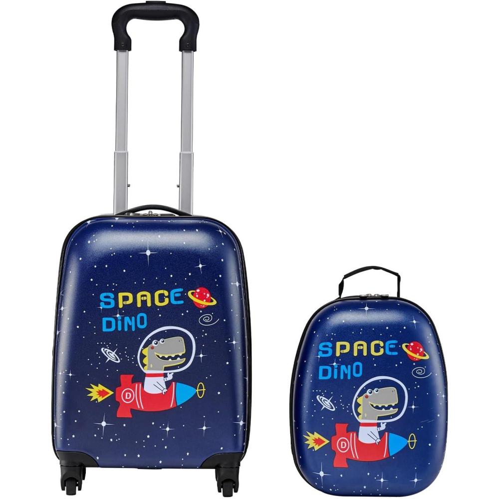 image:imageVEVOR Kids Luggage Set 5 Piece 18 Inch Hardside Rolling Wheels Suitcase with Backpack amp Ushape Pillow Bee Kids Carry on Luggage Set Holiday Birthday Gift for Girls Boys Airline ApprovedDinosaur