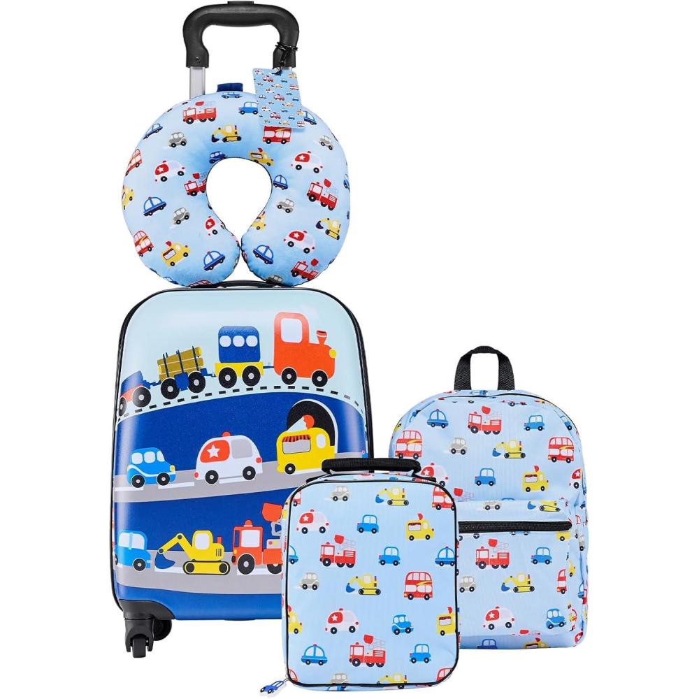 image:imageVEVOR Kids Luggage Set 5 Piece 18 Inch Hardside Rolling Wheels Suitcase with Backpack amp Ushape Pillow Bee Kids Carry on Luggage Set Holiday Birthday Gift for Girls Boys Airline ApprovedCar