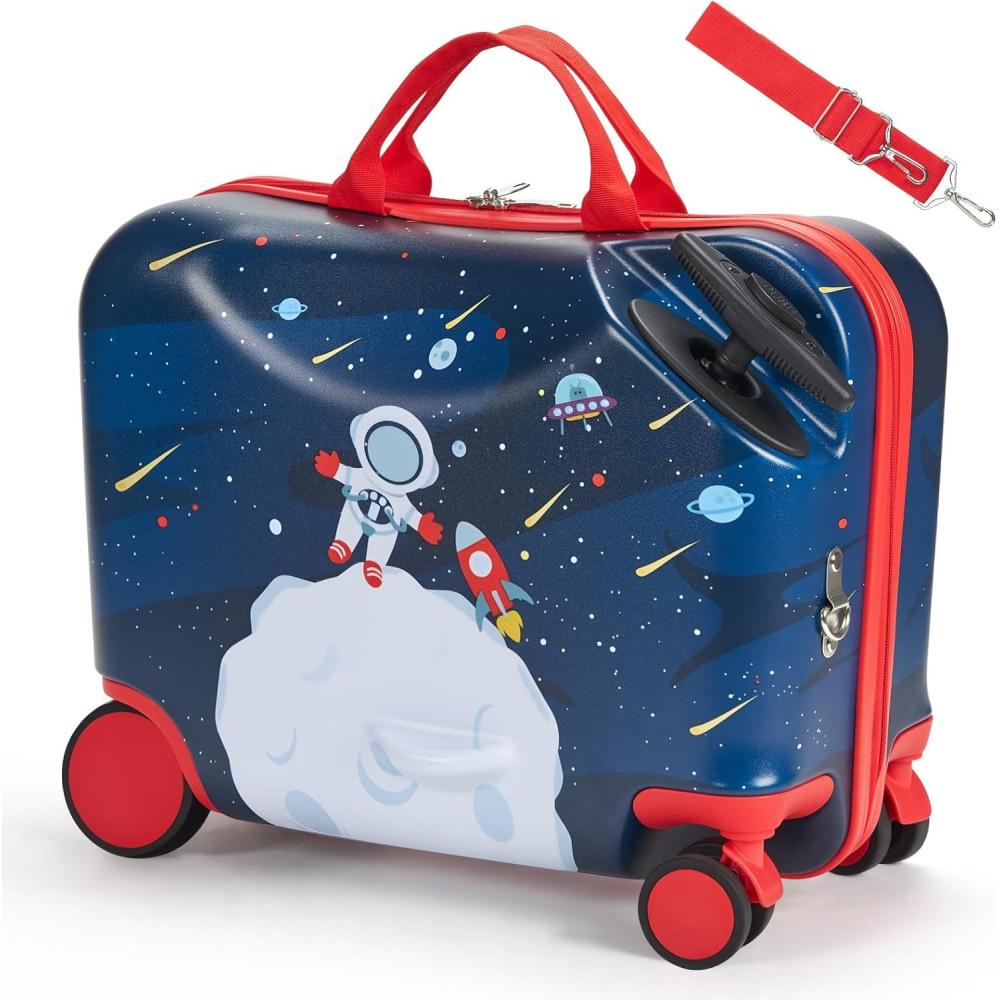 image:imageVEVOR Kids Luggage Set 5 Piece 18 Inch Hardside Rolling Wheels Suitcase with Backpack amp Ushape Pillow Bee Kids Carry on Luggage Set Holiday Birthday Gift for Girls Boys Airline ApprovedSpaceman