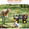 VEVOR 900 LBS Steel Garden Cart, 2 in 1 Handle, Heavy Duty Pullable Garden Wagon with 10″ Flat-Free Tires, Outdoor Utility Yard Wagon Cart with Detachable Side Panels, Attach to ATV or Tractor(Blackyellow)