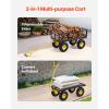 VEVOR 900 LBS Steel Garden Cart, 2 in 1 Handle, Heavy Duty Pullable Garden Wagon with 10″ Flat-Free Tires, Outdoor Utility Yard Wagon Cart with Detachable Side Panels, Attach to ATV or Tractor(Blackyellow)