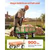 VEVOR 900 LBS Steel Garden Cart, 2 in 1 Handle, Heavy Duty Pullable Garden Wagon with 10″ Flat-Free Tires, Outdoor Utility Yard Wagon Cart with Detachable Side Panels, Attach to ATV or Tractor(Green)