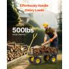 VEVOR 900 LBS Steel Garden Cart, 2 in 1 Handle, Heavy Duty Pullable Garden Wagon with 10″ Flat-Free Tires, Outdoor Utility Yard Wagon Cart with Detachable Side Panels, Attach to ATV or Tractor(Black+yellow)