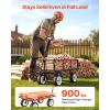VEVOR 900 LBS Steel Garden Cart, 2 in 1 Handle, Heavy Duty Pullable Garden Wagon with 10″ Flat-Free Tires, Outdoor Utility Yard Wagon Cart with Detachable Side Panels, Attach to ATV or Tractor(Black)