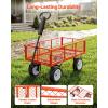 VEVOR 900 LBS Steel Garden Cart, 2 in 1 Handle, Heavy Duty Pullable Garden Wagon with 10″ Flat-Free Tires, Outdoor Utility Yard Wagon Cart with Detachable Side Panels, Attach to ATV or Tractor(Red)