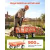 VEVOR 900 LBS Steel Garden Cart, 2 in 1 Handle, Heavy Duty Pullable Garden Wagon with 10″ Flat-Free Tires, Outdoor Utility Yard Wagon Cart with Detachable Side Panels, Attach to ATV or Tractor(Red)