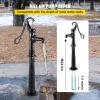 VEVOR Antique Hand Water Pump 14.6 x 5.9 x 25.6 inch Pitcher Pump w/Handle Cast Iron Well Pump w/Pre-set 0.5″ Holes for Easy Installation Old Fashion Pitcher Hand for Yard Ponds Garden Black(Black)