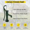 VEVOR Antique Hand Water Pump 14.6 x 5.9 x 25.6 inch Pitcher Pump w/Handle Cast Iron Well Pump w/Pre-set 0.5″ Holes for Easy Installation Old Fashion Pitcher Hand for Yard Ponds Garden Black(Green)