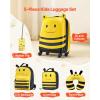 VEVOR Kids Luggage Set, 5 Piece, 18 Inch Hardside Rolling Wheels Suitcase with Backpack & U-shape Pillow, Bee Kids Carry on Luggage Set, Holiday Birthday Gift for Girls Boys, Airline Approved(Yellow)