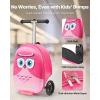 VEVOR Kids Luggage Set, 5 Piece, 18 Inch Hardside Rolling Wheels Suitcase with Backpack & U-shape Pillow, Bee Kids Carry on Luggage Set, Holiday Birthday Gift for Girls Boys, Airline Approved(Owl)